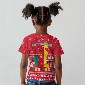 Cameroon Christmas Kid T shirt Snowflake Pattern Traditional Santa and Map Motif - African Pride
