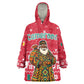 Cameroon Christmas Kid Wearable Blanket Hoodie Snowflake Pattern Traditional Santa and Map Motif - African Pride