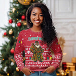 Cameroon Christmas Ugly Christmas Sweater Snowflake Pattern Traditional Santa and Map Motif - African Pride