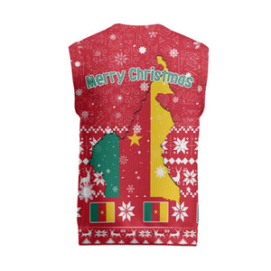 Cameroon Christmas Knitted V-Neck Vest Snowflake Pattern Traditional Santa and Map Motif - African Pride