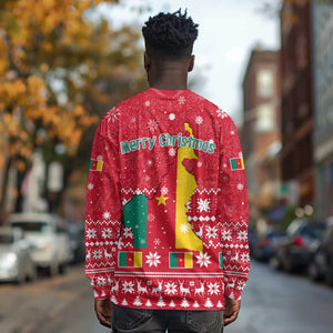 Cameroon Christmas Long Sleeve Shirt Snowflake Pattern Traditional Santa and Map Motif - African Pride