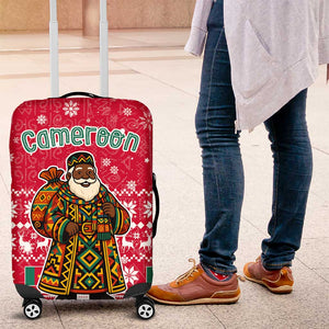 Cameroon Christmas Luggage Cover Snowflake Pattern Traditional Santa and Map Motif - African Pride