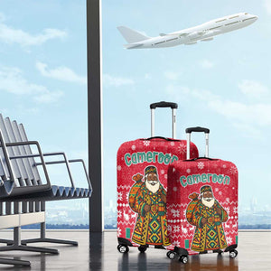 Cameroon Christmas Luggage Cover Snowflake Pattern Traditional Santa and Map Motif - African Pride