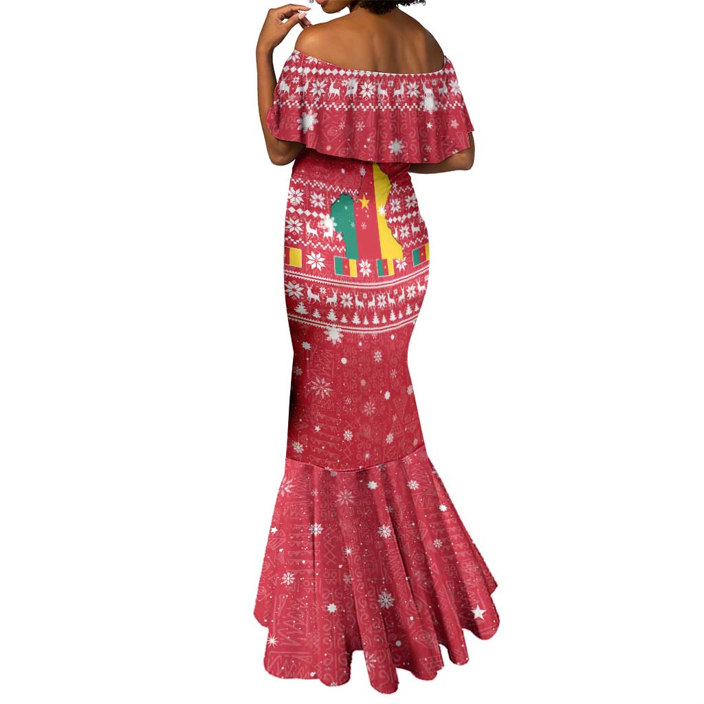 Cameroon Christmas Mermaid Dress Snowflake Pattern Traditional Santa and Map Motif - African Pride