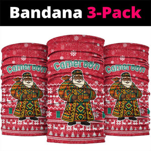 Cameroon Christmas Neck Gaiter Snowflake Pattern Traditional Santa and Map Motif - African Pride