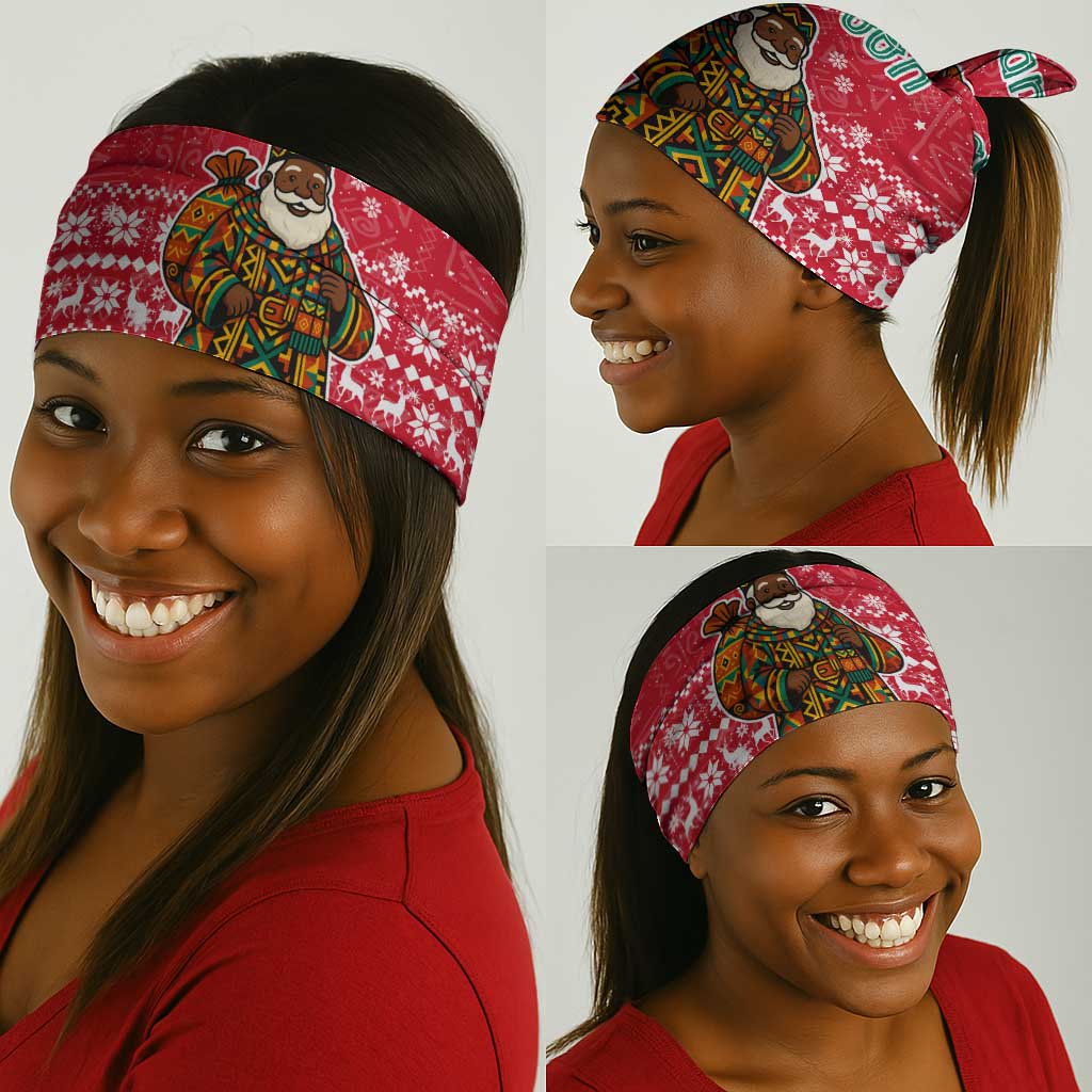 Cameroon Christmas Neck Gaiter Snowflake Pattern Traditional Santa and Map Motif - African Pride