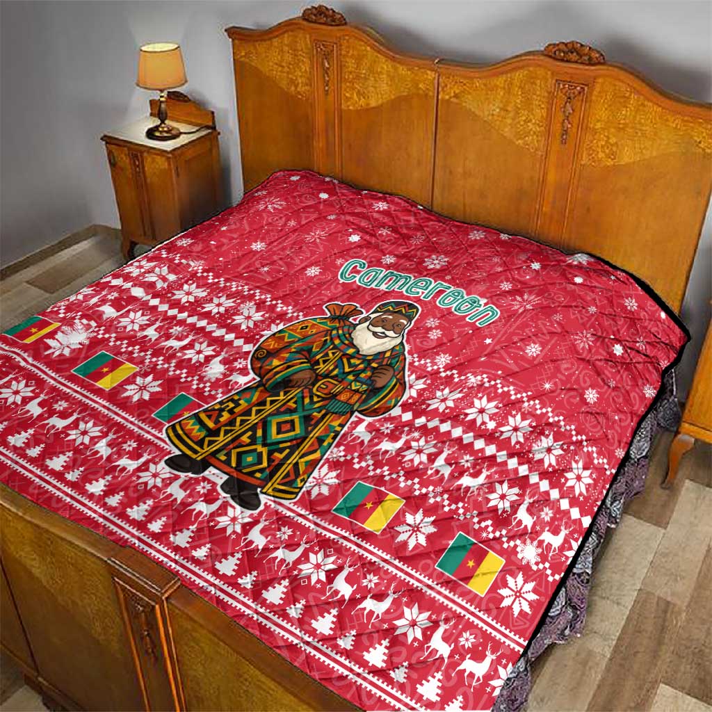 Cameroon Christmas Quilt Snowflake Pattern Traditional Santa and Map Motif - African Pride