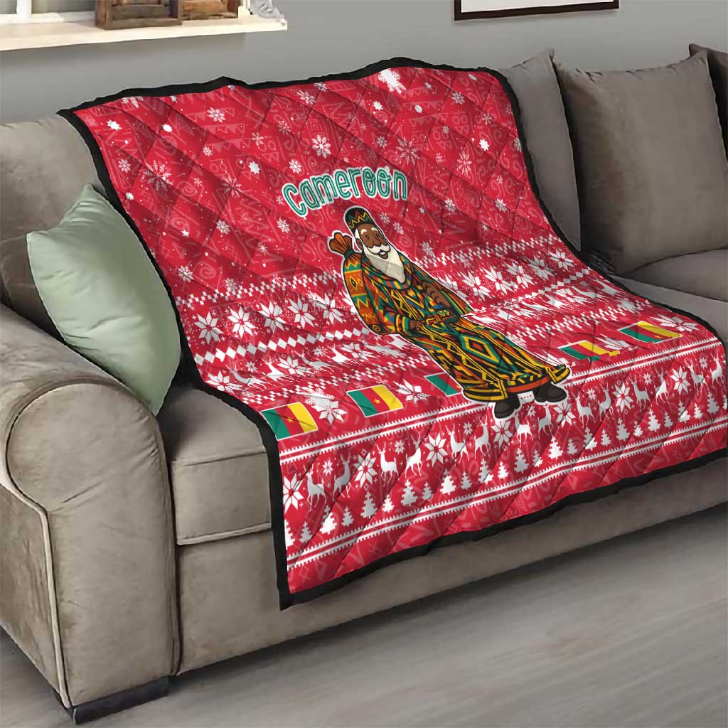 Cameroon Christmas Quilt Snowflake Pattern Traditional Santa and Map Motif - African Pride