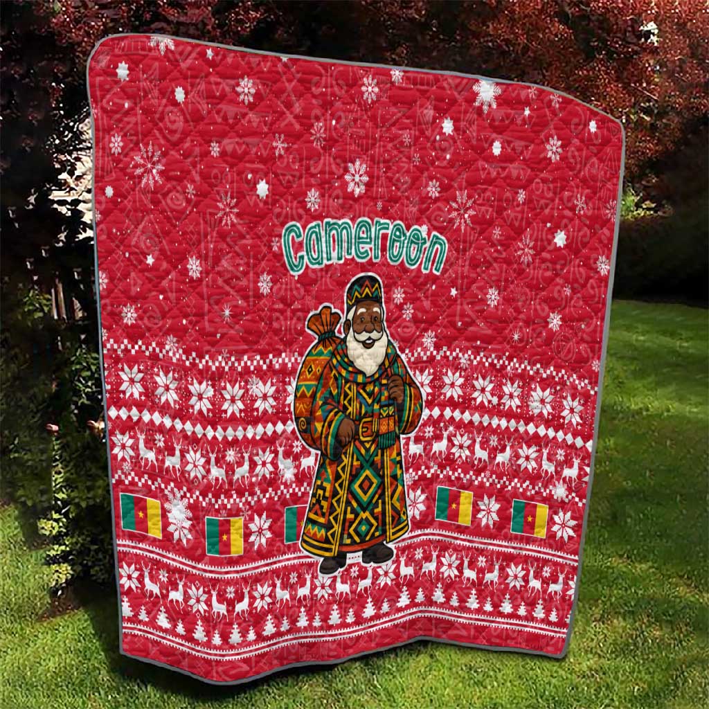 Cameroon Christmas Quilt Snowflake Pattern Traditional Santa and Map Motif - African Pride