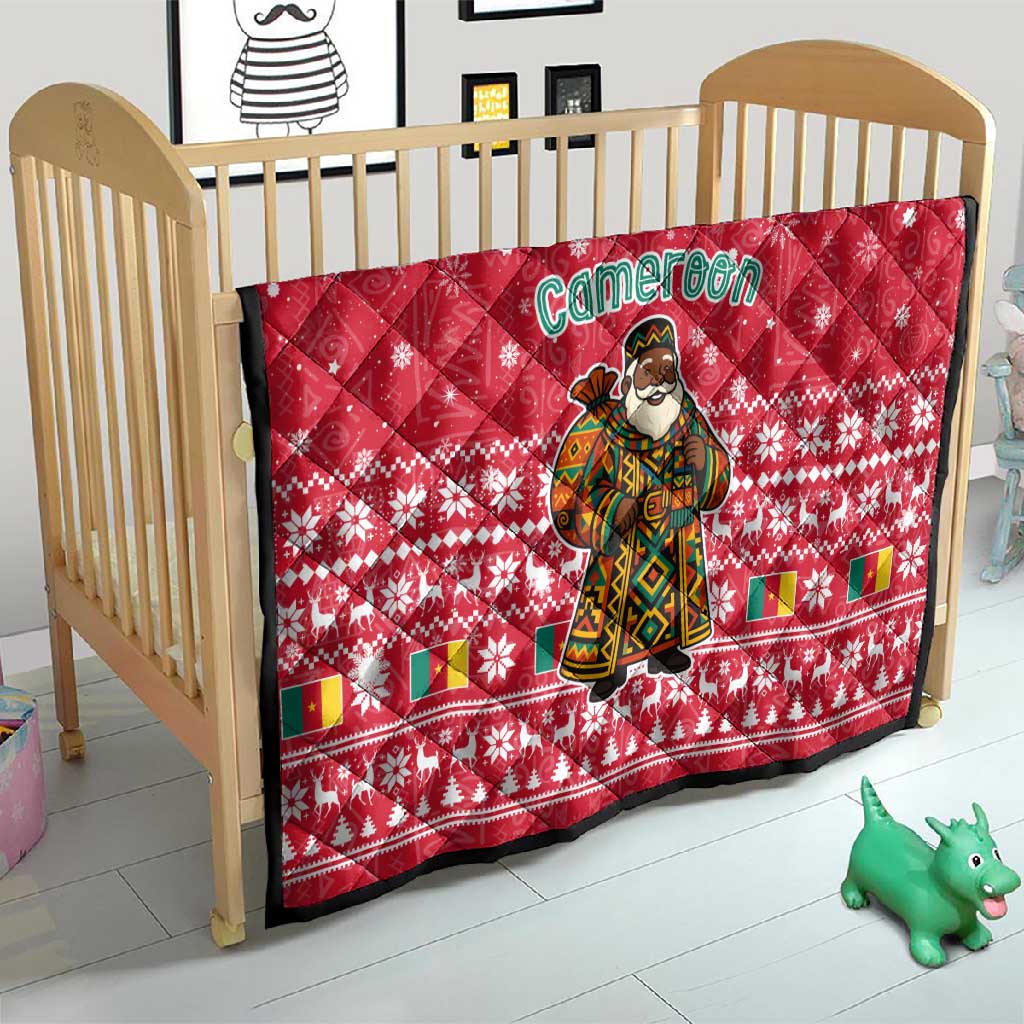 Cameroon Christmas Quilt Snowflake Pattern Traditional Santa and Map Motif - African Pride
