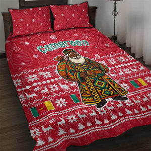 Cameroon Christmas Quilt Bed Set Snowflake Pattern Traditional Santa and Map Motif - African Pride