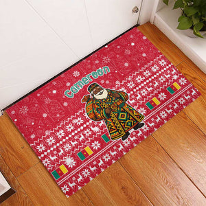 Cameroon Christmas Rubber Doormat Snowflake Pattern Traditional Santa and Map Motif - African Pride