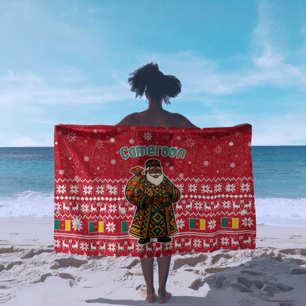 Cameroon Christmas Sarong Snowflake Pattern Traditional Santa and Map Motif - African Pride