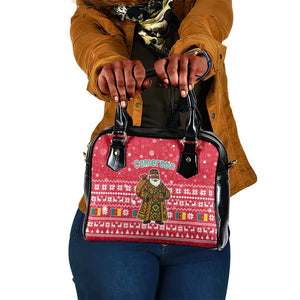 Cameroon Christmas Shoulder Handbag Snowflake Pattern Traditional Santa and Map Motif - African Pride