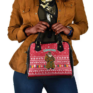Cameroon Christmas Shoulder Handbag Snowflake Pattern Traditional Santa and Map Motif - African Pride