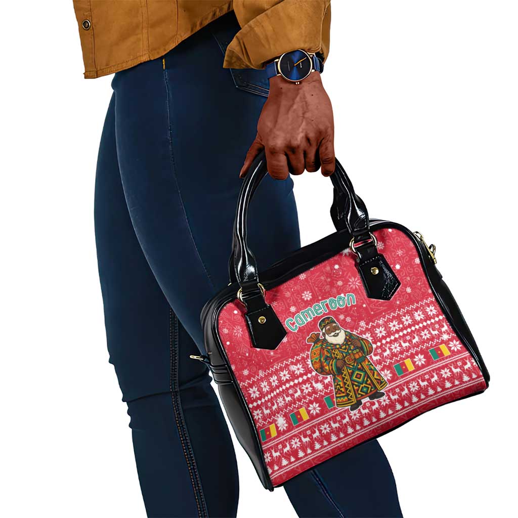 Cameroon Christmas Shoulder Handbag Snowflake Pattern Traditional Santa and Map Motif - African Pride