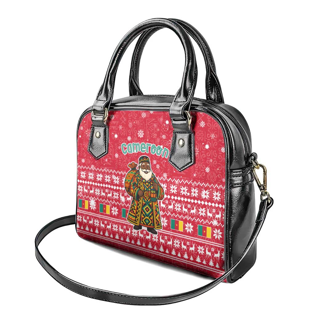 Cameroon Christmas Shoulder Handbag Snowflake Pattern Traditional Santa and Map Motif - African Pride