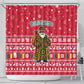 Cameroon Christmas Shower Curtain Snowflake Pattern Traditional Santa and Map Motif - African Pride