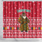 Cameroon Christmas Shower Curtain Snowflake Pattern Traditional Santa and Map Motif - African Pride