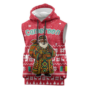 Cameroon Christmas Sleeveless Hoodie Snowflake Pattern Traditional Santa and Map Motif - African Pride