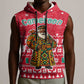 Cameroon Christmas Sleeveless Hoodie Snowflake Pattern Traditional Santa and Map Motif - African Pride