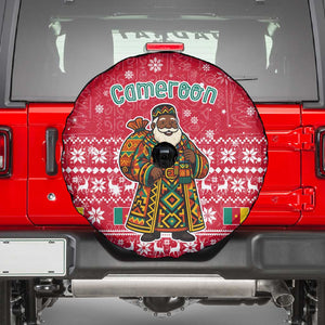 Cameroon Christmas Spare Tire Cover Snowflake Pattern Traditional Santa and Map Motif - African Pride