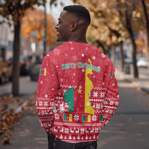 Cameroon Christmas Sweatshirt Snowflake Pattern Traditional Santa and Map Motif - African Pride