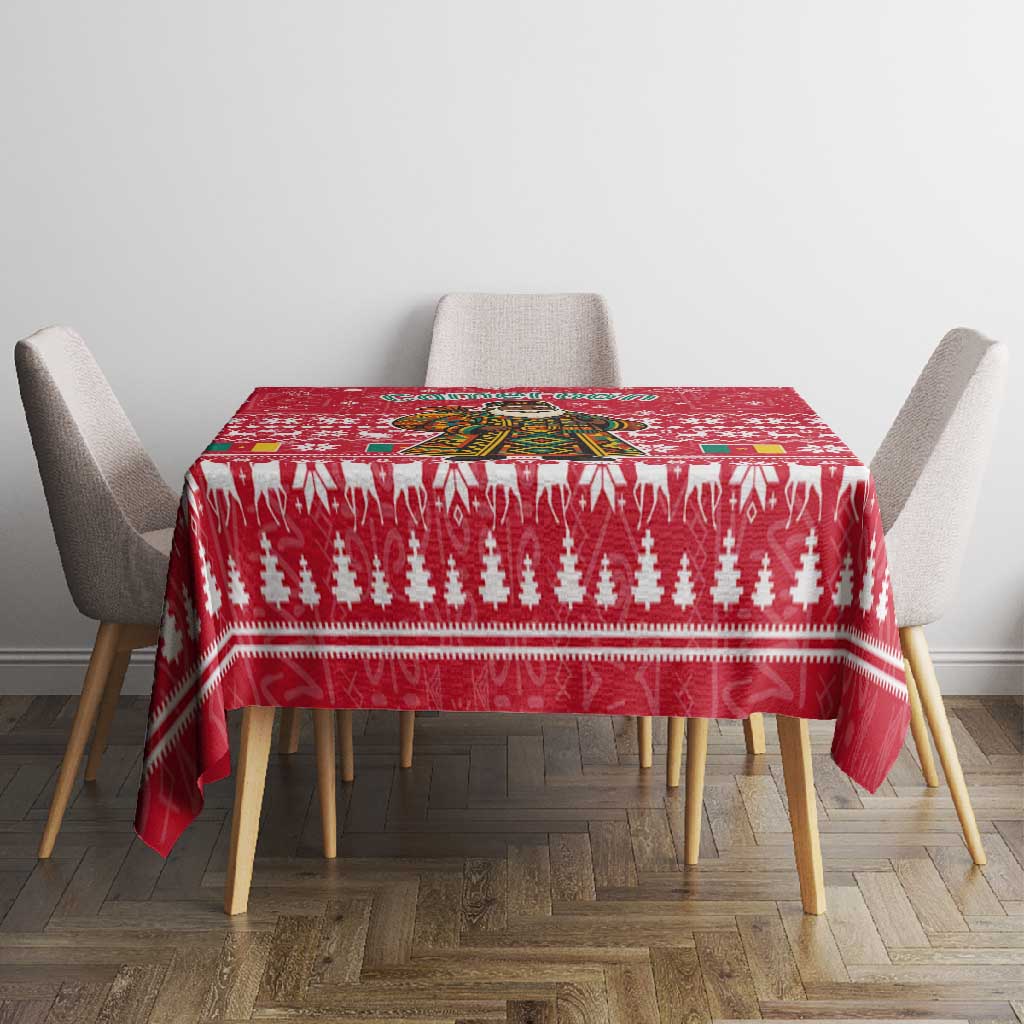 Cameroon Christmas Tablecloth Snowflake Pattern Traditional Santa and Map Motif - African Pride