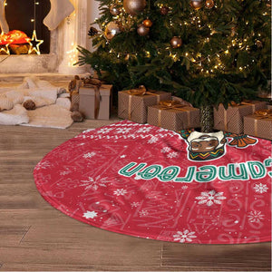 Cameroon Christmas Tree Skirt Snowflake Pattern Traditional Santa and Map Motif - African Pride