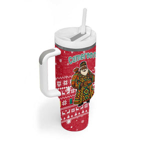 Cameroon Christmas Tumbler With Handle Snowflake Pattern Traditional Santa and Map Motif - African Pride