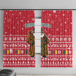 Cameroon Christmas Window Curtain Snowflake Pattern Traditional Santa and Map Motif - African Pride