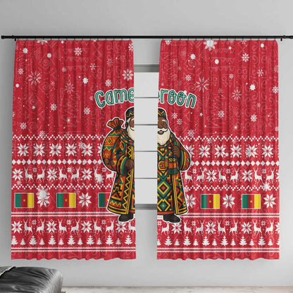 Cameroon Christmas Window Curtain Snowflake Pattern Traditional Santa and Map Motif - African Pride
