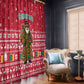 Cameroon Christmas Window Curtain Snowflake Pattern Traditional Santa and Map Motif - African Pride