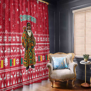 Cameroon Christmas Window Curtain Snowflake Pattern Traditional Santa and Map Motif - African Pride