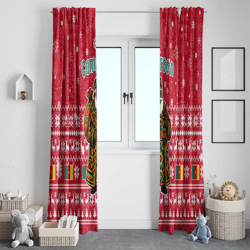 Cameroon Christmas Window Curtain Snowflake Pattern Traditional Santa and Map Motif - African Pride