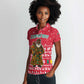 Cameroon Christmas Women Polo Shirt Snowflake Pattern Traditional Santa and Map Motif - African Pride