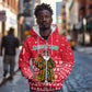 Cameroon Christmas Zip Hoodie Snowflake Pattern Traditional Santa and Map Motif - African Pride