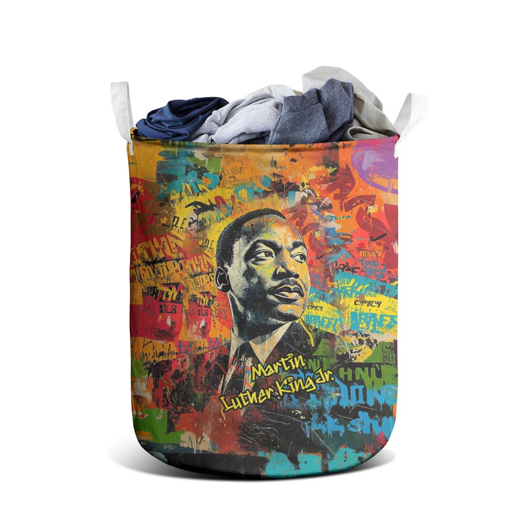 Martin Luther King Jr Laundry Basket Colorful Street Art Portrait Black History Graffiti Style - African Pride