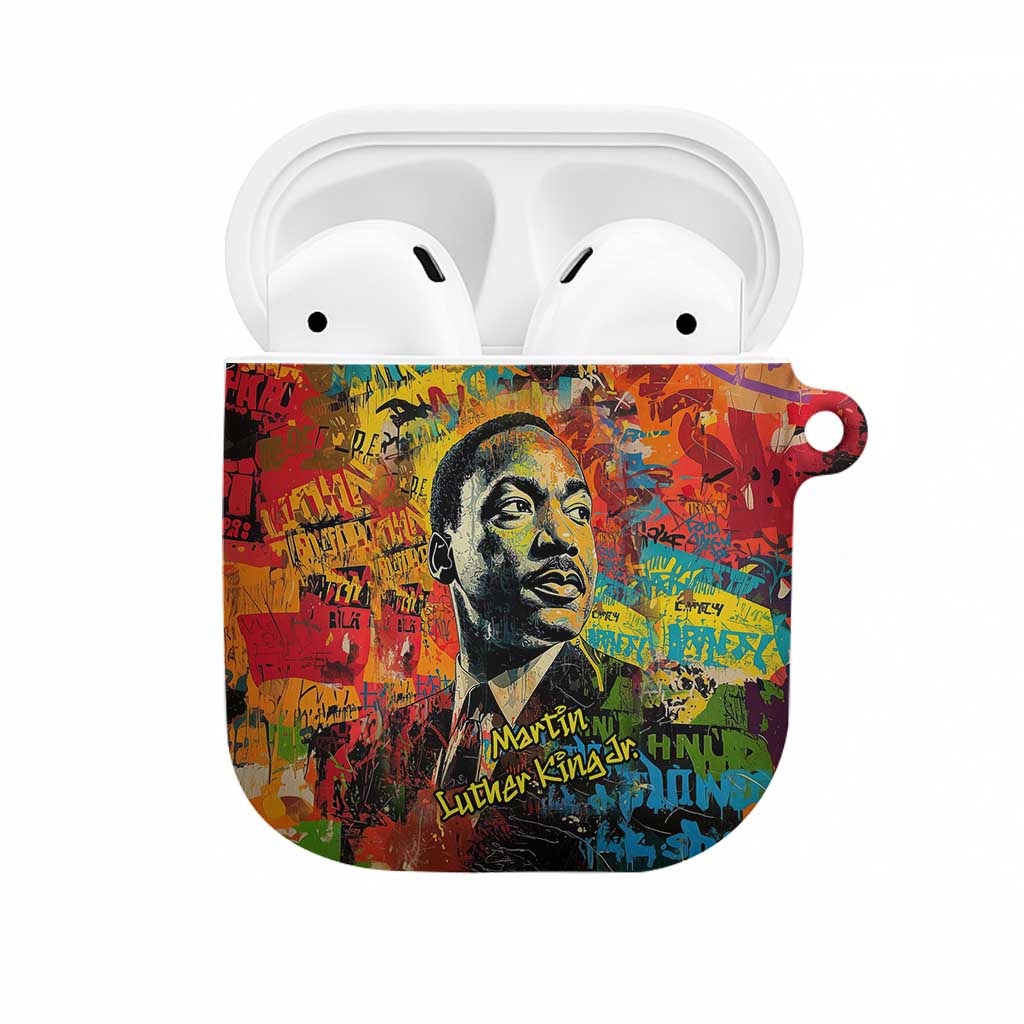 Martin Luther King Jr AirPods Case Colorful Street Art Portrait Black History Graffiti Style - African Pride