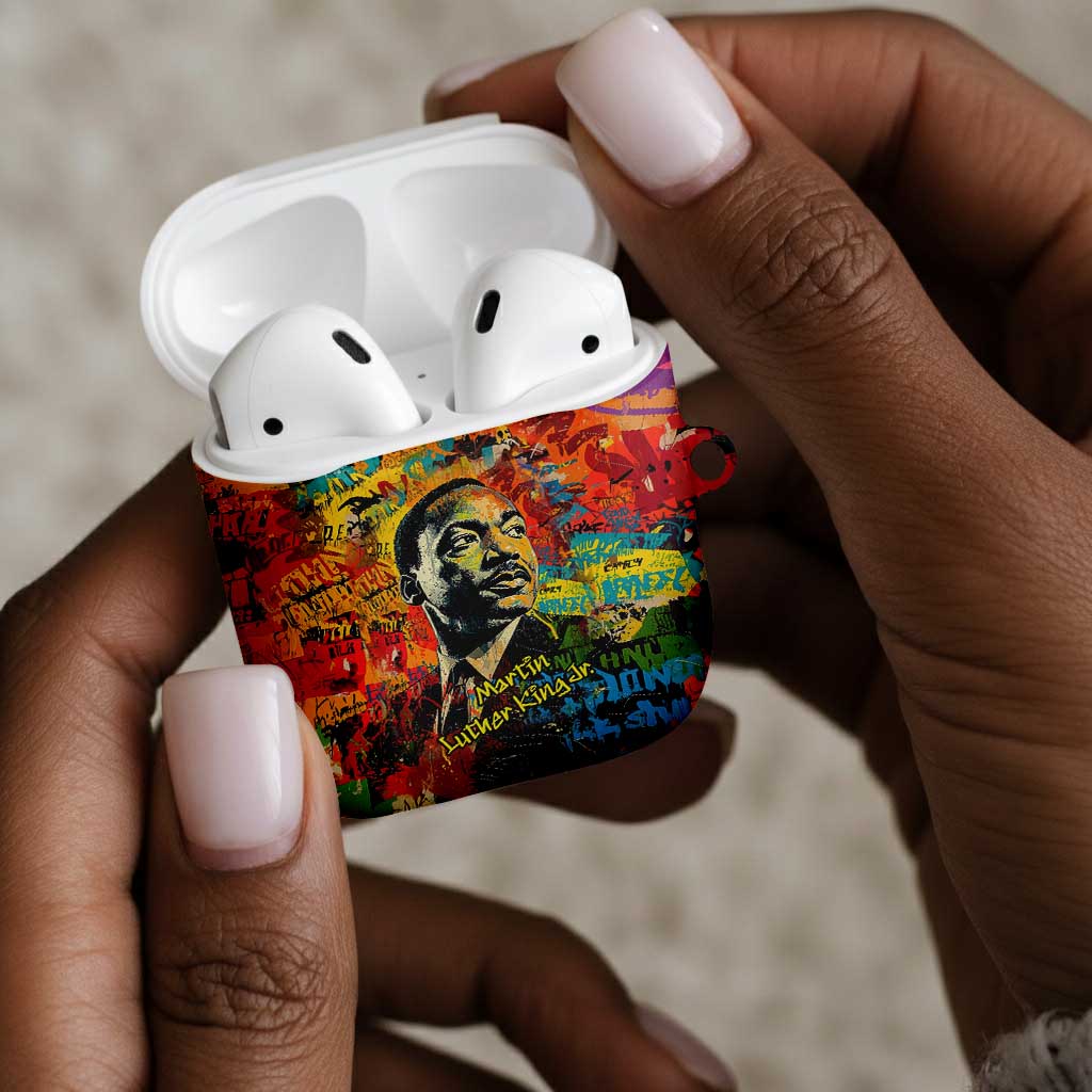 Martin Luther King Jr AirPods Case Colorful Street Art Portrait Black History Graffiti Style - African Pride