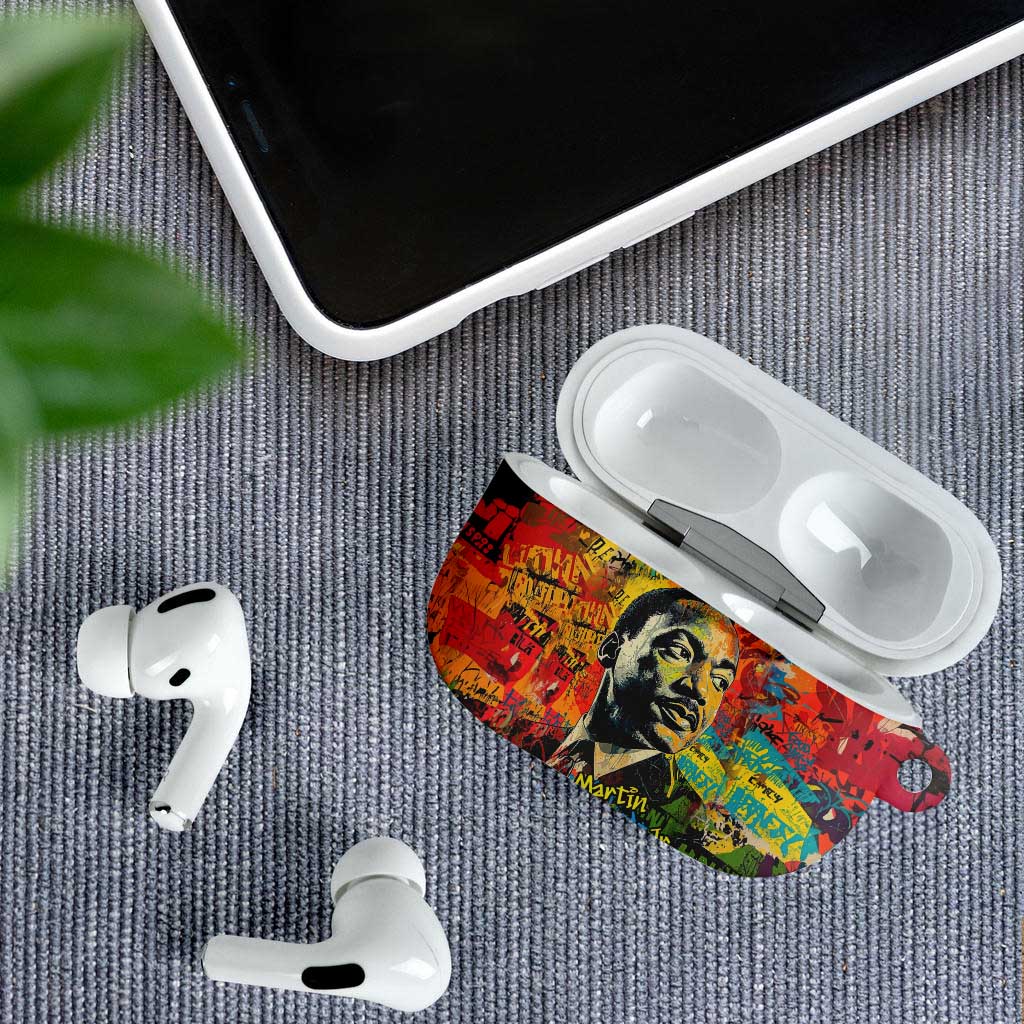 Martin Luther King Jr AirPods Case Colorful Street Art Portrait Black History Graffiti Style - African Pride