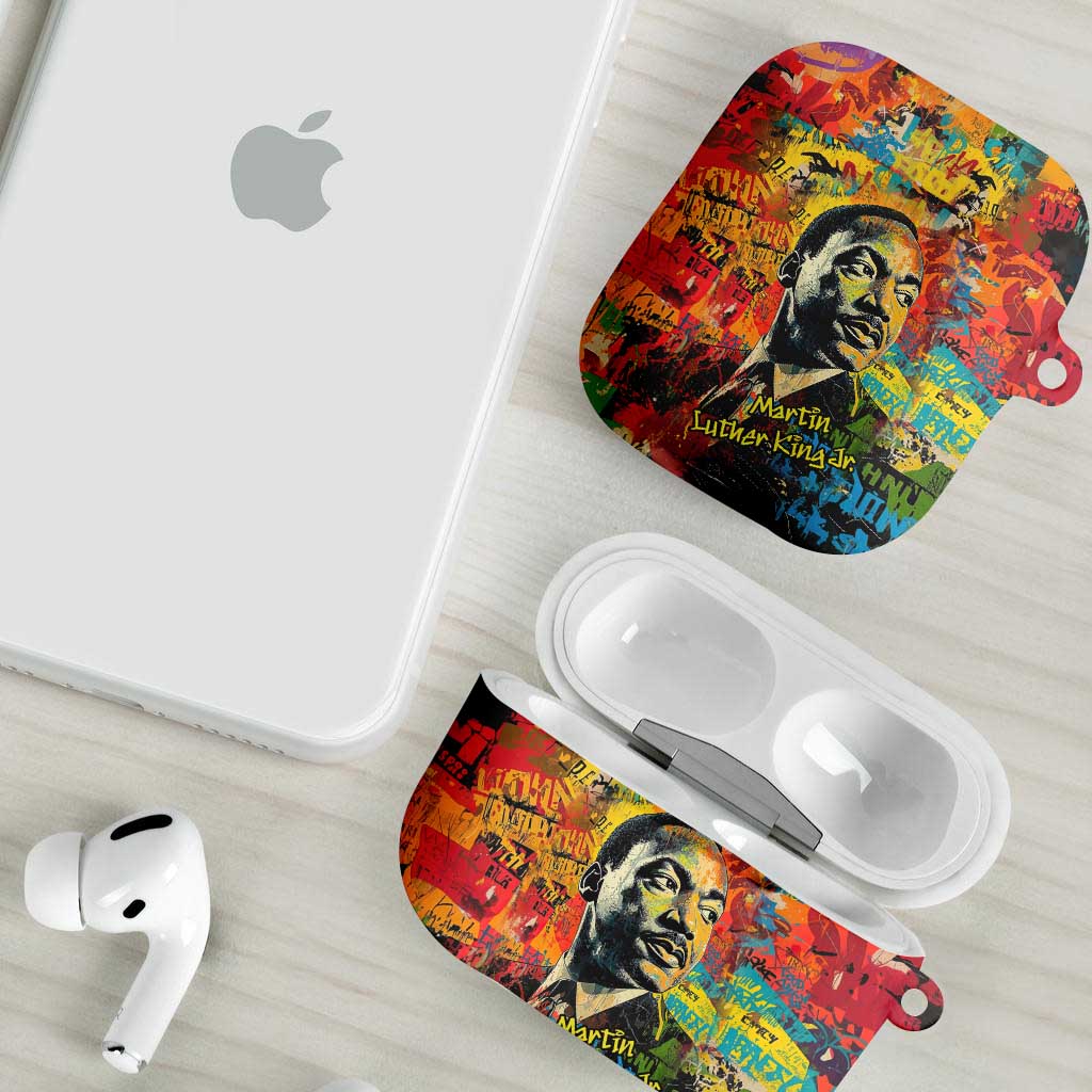 Martin Luther King Jr AirPods Case Colorful Street Art Portrait Black History Graffiti Style - African Pride