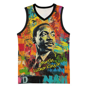 Martin Luther King Jr Basketball Jersey Colorful Street Art Portrait Black History Graffiti Style - African Pride