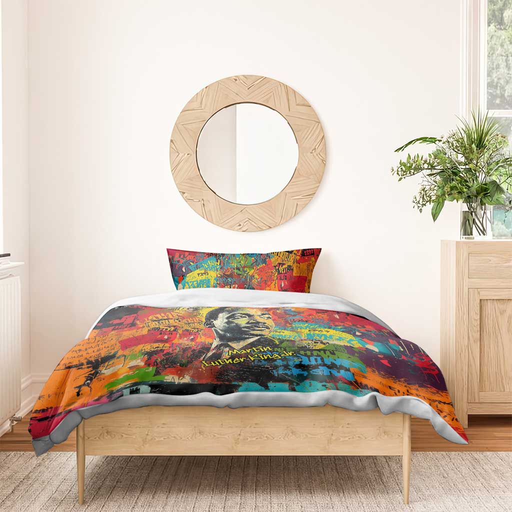 Martin Luther King Jr Bedding Set Colorful Street Art Portrait Black History Graffiti Style - African Pride