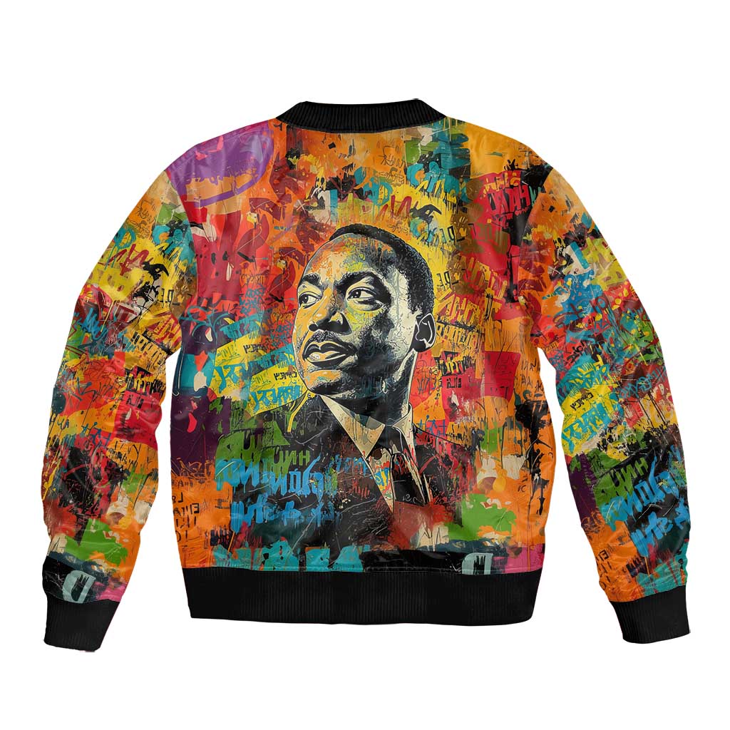 Martin Luther King Jr Bomber Jacket Colorful Street Art Portrait Black History Graffiti Style - African Pride