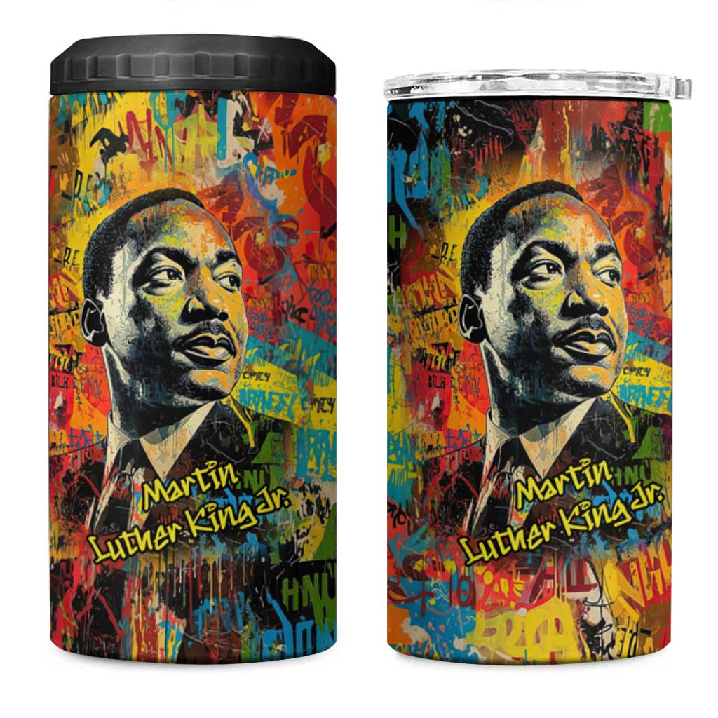 Martin Luther King Jr 4 in 1 Can Cooler Tumbler Colorful Street Art Portrait Black History Graffiti Style - African Pride