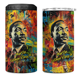 Martin Luther King Jr 4 in 1 Can Cooler Tumbler Colorful Street Art Portrait Black History Graffiti Style - African Pride