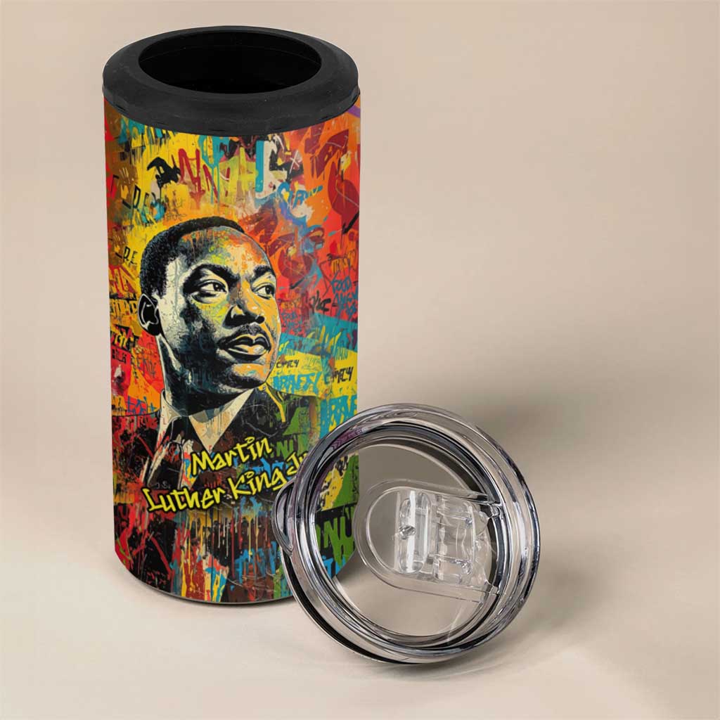 Martin Luther King Jr 4 in 1 Can Cooler Tumbler Colorful Street Art Portrait Black History Graffiti Style - African Pride