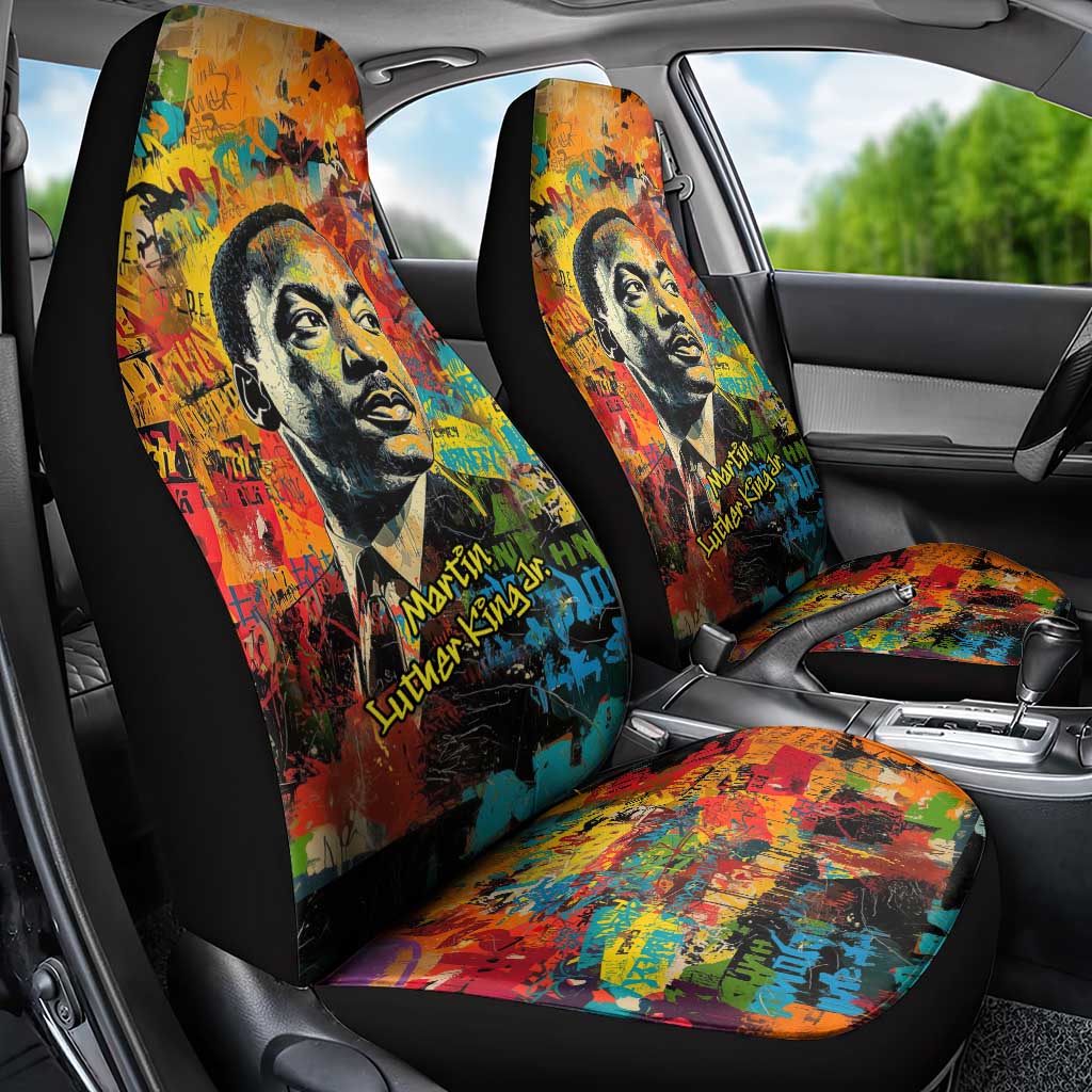 Martin Luther King Jr Car Seat Cover Colorful Street Art Portrait Black History Graffiti Style - African Pride