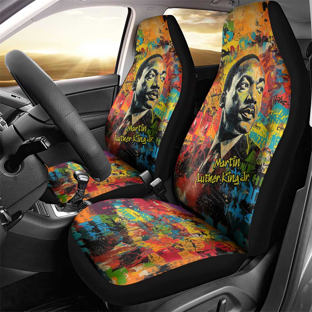 Martin Luther King Jr Car Seat Cover Colorful Street Art Portrait Black History Graffiti Style - African Pride